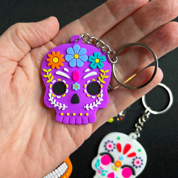 Sugar Skull Keychain, Day of the Dead Calavera Charm, Bag Accessory