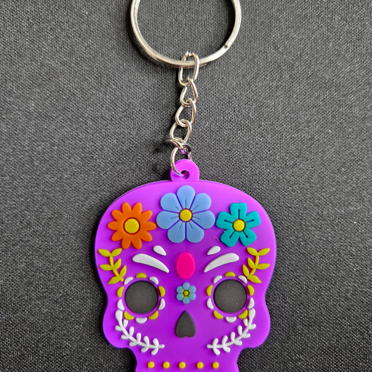 Sugar Skull Keychain, Day of the Dead Calavera Charm, Bag Accessory