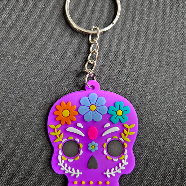 Sugar Skull Keychain, Day of the Dead Calavera Charm, Bag Accessory