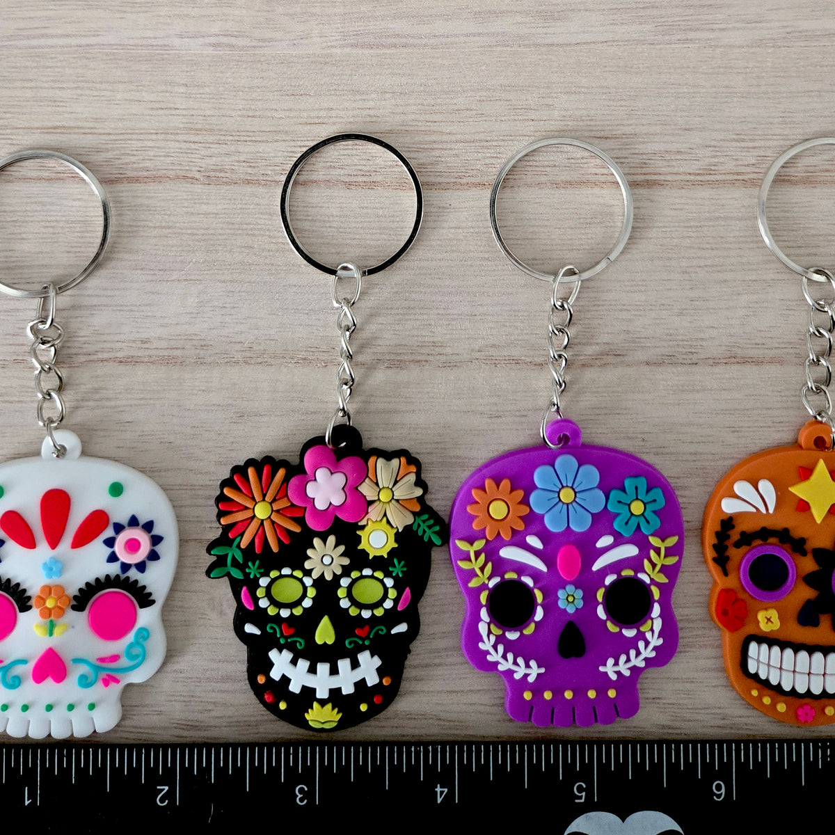 Sugar Skull Keychain, Day of the Dead Calavera Charm, Bag Accessory