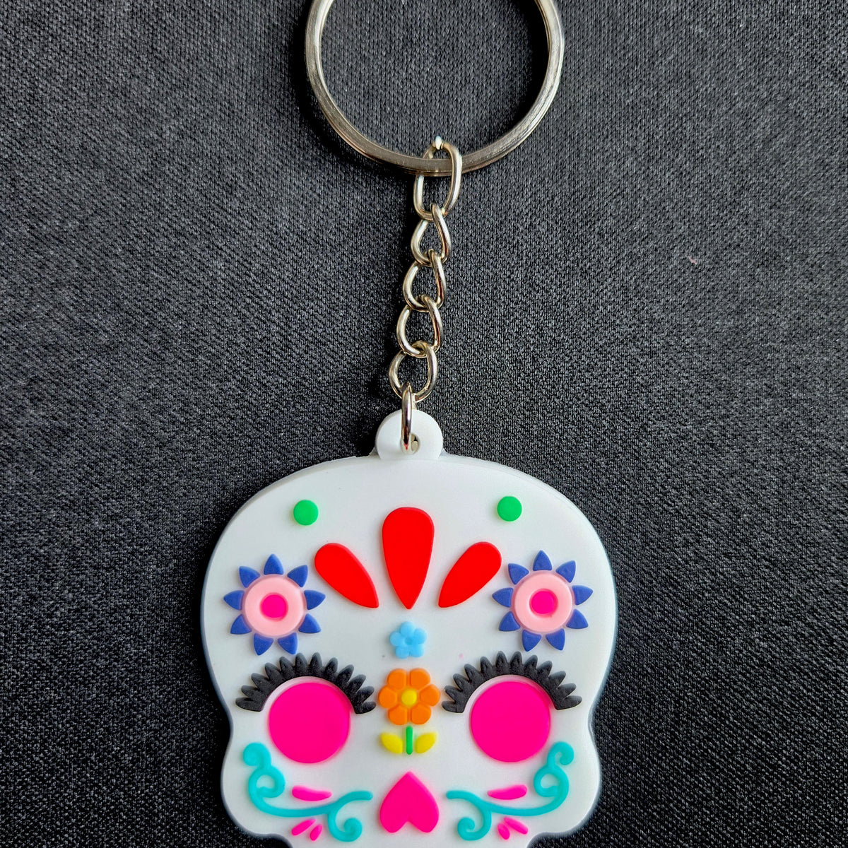 Sugar Skull Keychain, Day of the Dead Calavera Charm, Bag Accessory