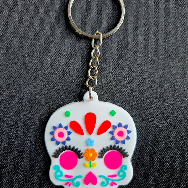Sugar Skull Keychain, Day of the Dead Calavera Charm, Bag Accessory