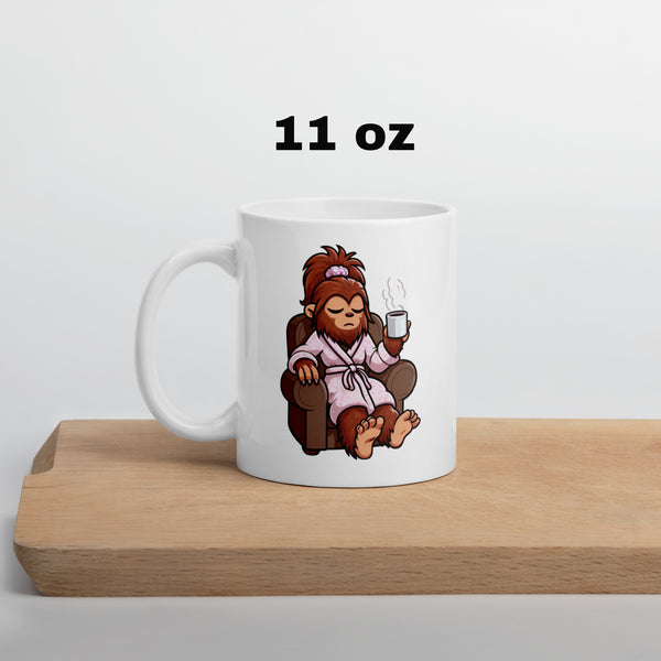Grumpy Lady Bigfoot Mug - Sasquatch Coffee Cup - Funny Cryptid Gift for Coffee Lovers