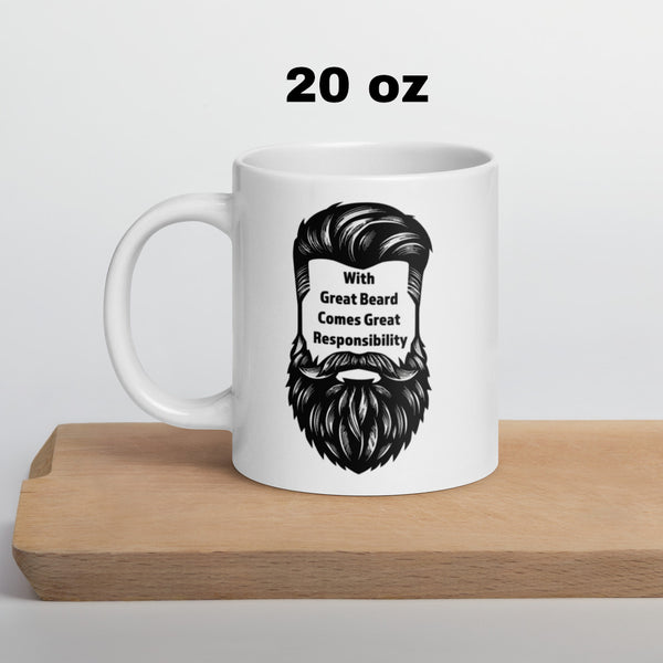Funny Beard Mug For Men - With Great Beard Comes Great Responsibility - Coffee Mug Bearded Dad Gift - Beard Lover Novelty Mug