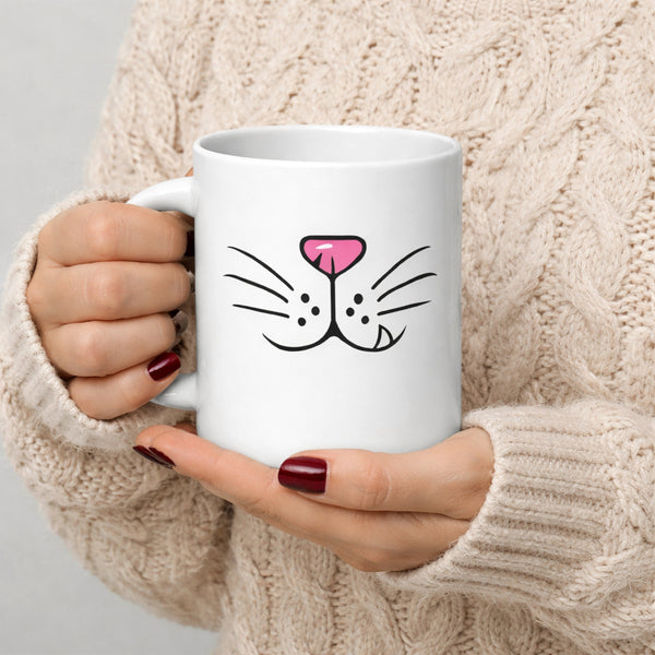 Cat Face Mug - Funny Cat Coffee Mug - Cat Lover Gift - Novelty Ceramic Mug - Cute Cat Mug