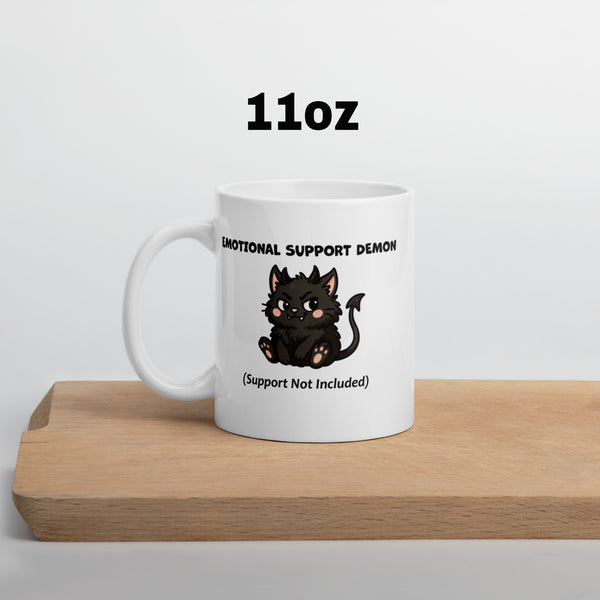 Funny Black Cat Mug – Emotional Support Demon Coffee Mug – Dark Humor Cat Gift – Witchy Cat Lover Mug