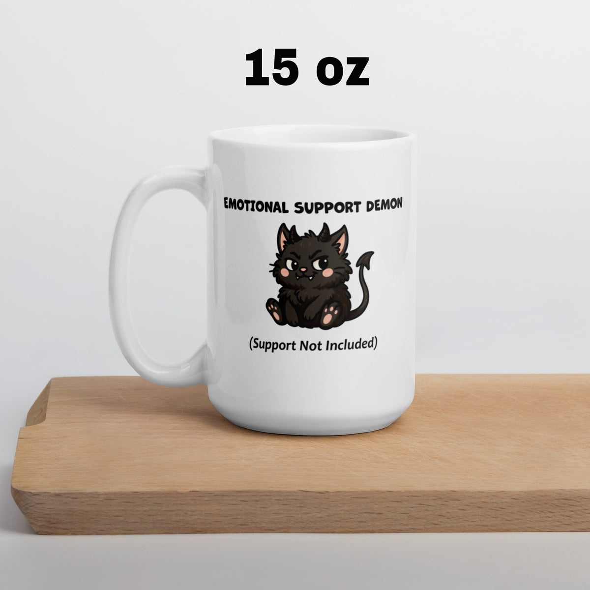 Funny Black Cat Mug – Emotional Support Demon Coffee Mug – Dark Humor Cat Gift – Witchy Cat Lover Mug