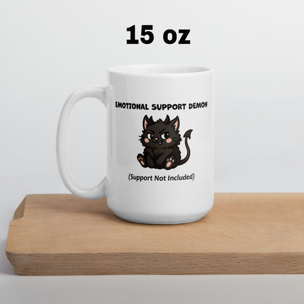 Funny Black Cat Mug – Emotional Support Demon Coffee Mug – Dark Humor Cat Gift – Witchy Cat Lover Mug