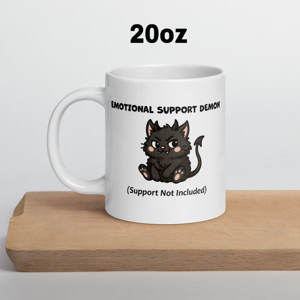 Funny Black Cat Mug – Emotional Support Demon Coffee Mug – Dark Humor Cat Gift – Witchy Cat Lover Mug