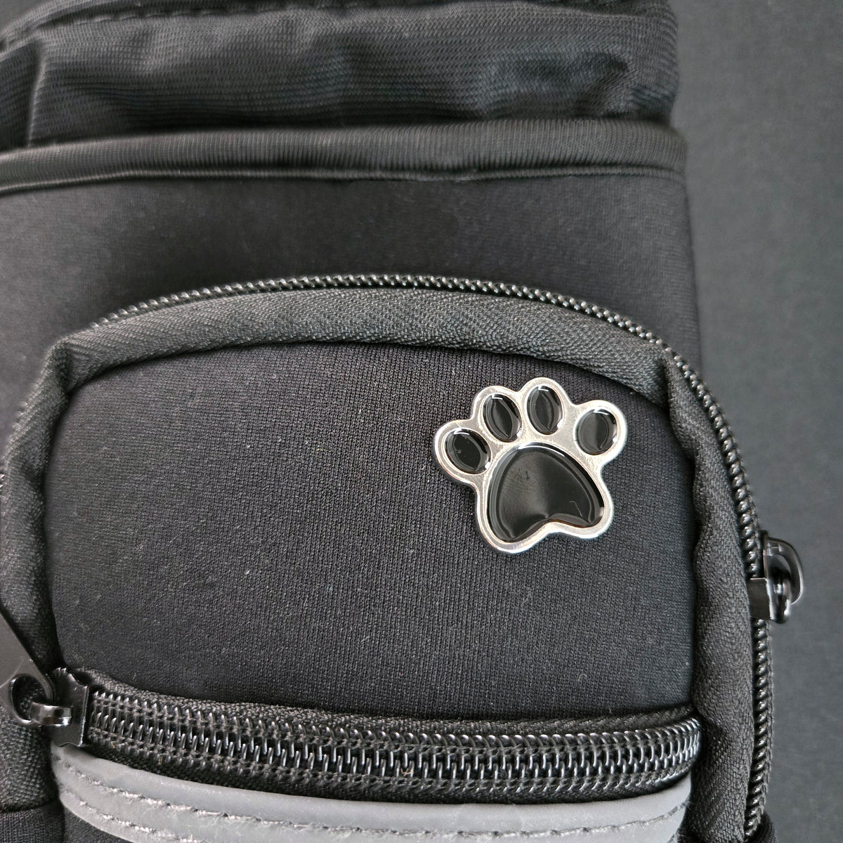 Paw Print Enamel Pin, Black Silver Dog Cat Paw Lapel Pin, Pet Lover Gift