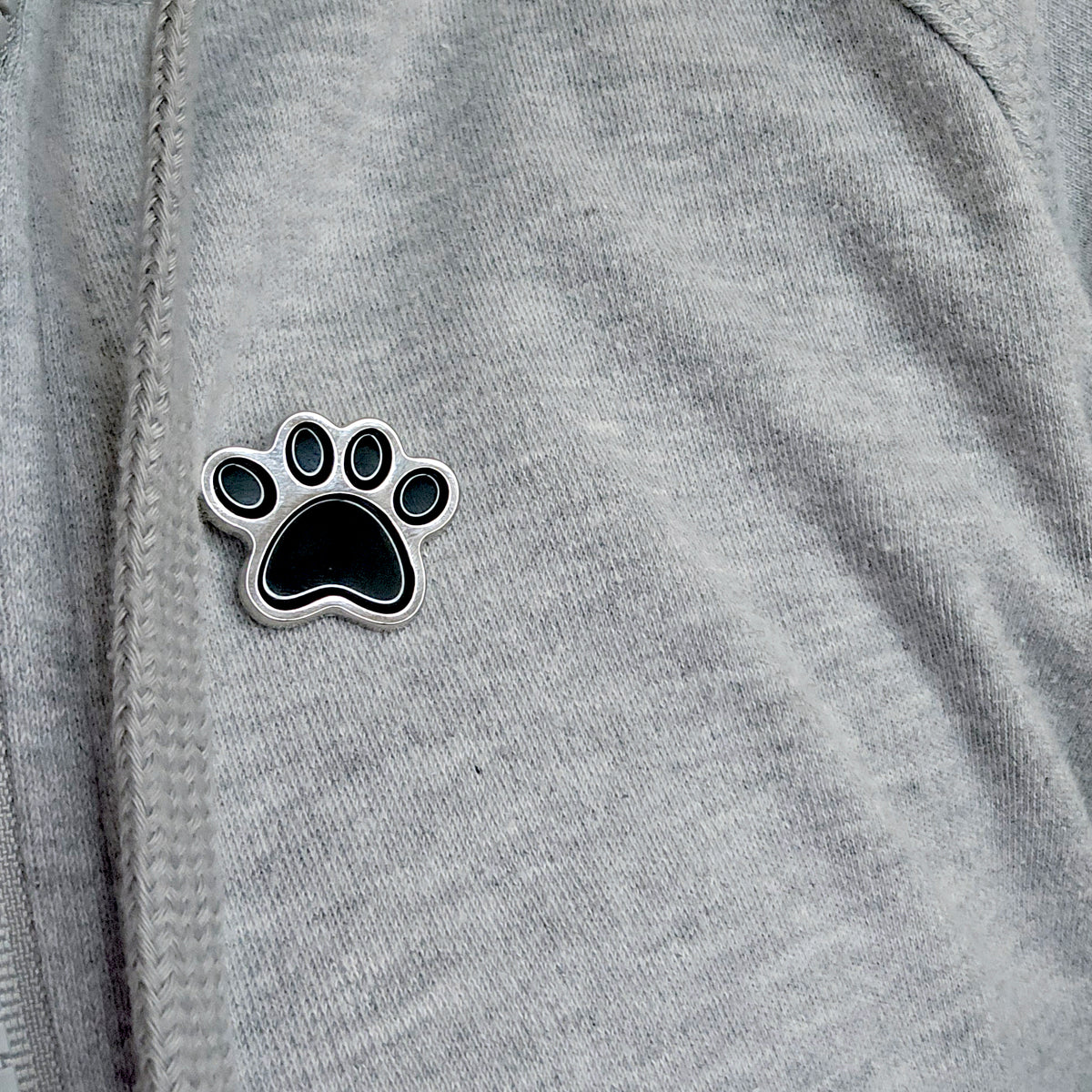 Paw Print Enamel Pin, Black Silver Dog Cat Paw Lapel Pin, Pet Lover Gift