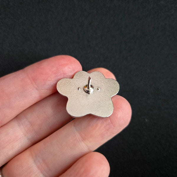 Paw Print Enamel Pin, Black Silver Dog Cat Paw Lapel Pin, Pet Lover Gift