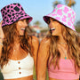 Reversible Pink Cow Print Bucket Hat - Cute Festival Headwear - All Over Print