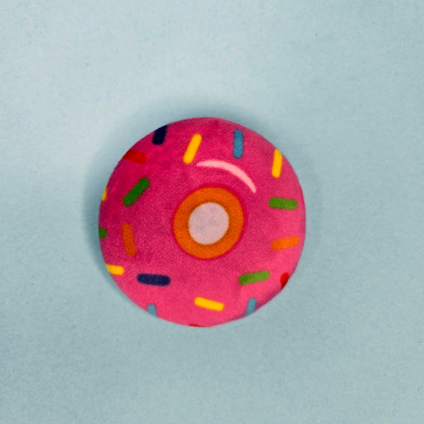 Plush Pin - Kawaii Pink Donut - Squishy Fidget Pin - 3D Dessert Food Pin - Backpack Lapel - Foodie Gift