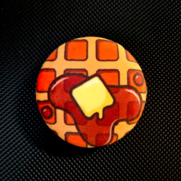 Plush Pin - Kawaii Waffle - Squishy Fidget Pin - 3D Breakfast Food Pin - Backpack Lapel - Foodie Gift