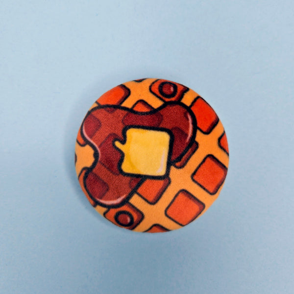 Plush Pin - Kawaii Waffle - Squishy Fidget Pin - 3D Breakfast Food Pin - Backpack Lapel - Foodie Gift