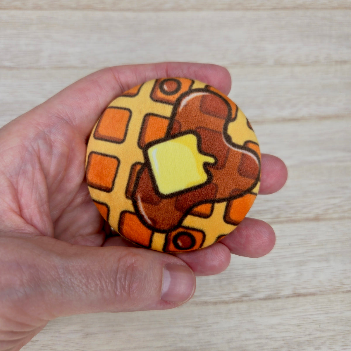 Plush Pin - Kawaii Waffle - Squishy Fidget Pin - 3D Breakfast Food Pin - Backpack Lapel - Foodie Gift
