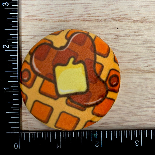 Plush Pin - Kawaii Waffle - Squishy Fidget Pin - 3D Breakfast Food Pin - Backpack Lapel - Foodie Gift
