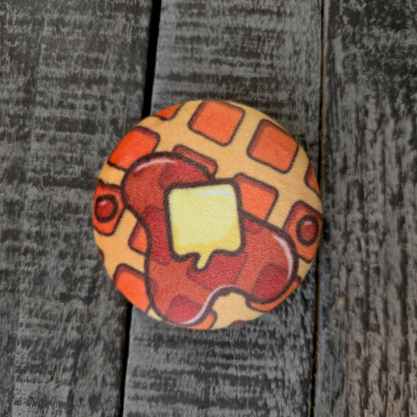 Plush Pin - Kawaii Waffle - Squishy Fidget Pin - 3D Breakfast Food Pin - Backpack Lapel - Foodie Gift