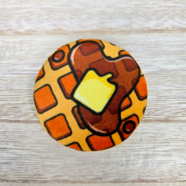 Plush Pin - Kawaii Waffle - Squishy Fidget Pin - 3D Breakfast Food Pin - Backpack Lapel - Foodie Gift
