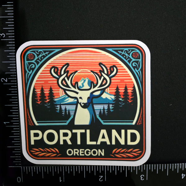 Portland Oregon Sticker - White Stag Vinyl Decal - Waterproof PNW Decal