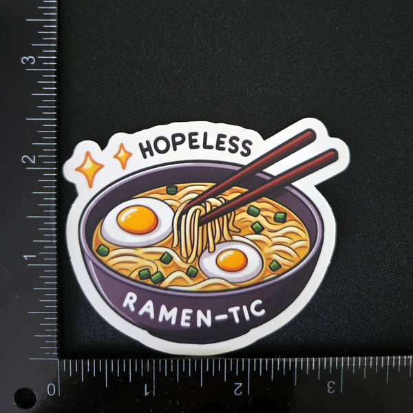 Hopeless Ramen-tic Vinyl Sticker - Funny Food Quote Decal