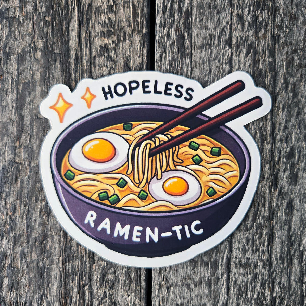 Hopeless Ramen-tic Vinyl Sticker - Funny Food Quote Decal