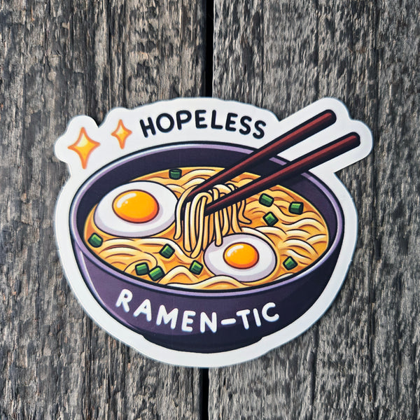 Hopeless Ramen-tic Vinyl Sticker - Funny Food Quote Decal