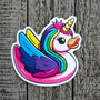 Rainbow unicorn duck sticker, whimsical waterproof vinyl decal, fantasy gift