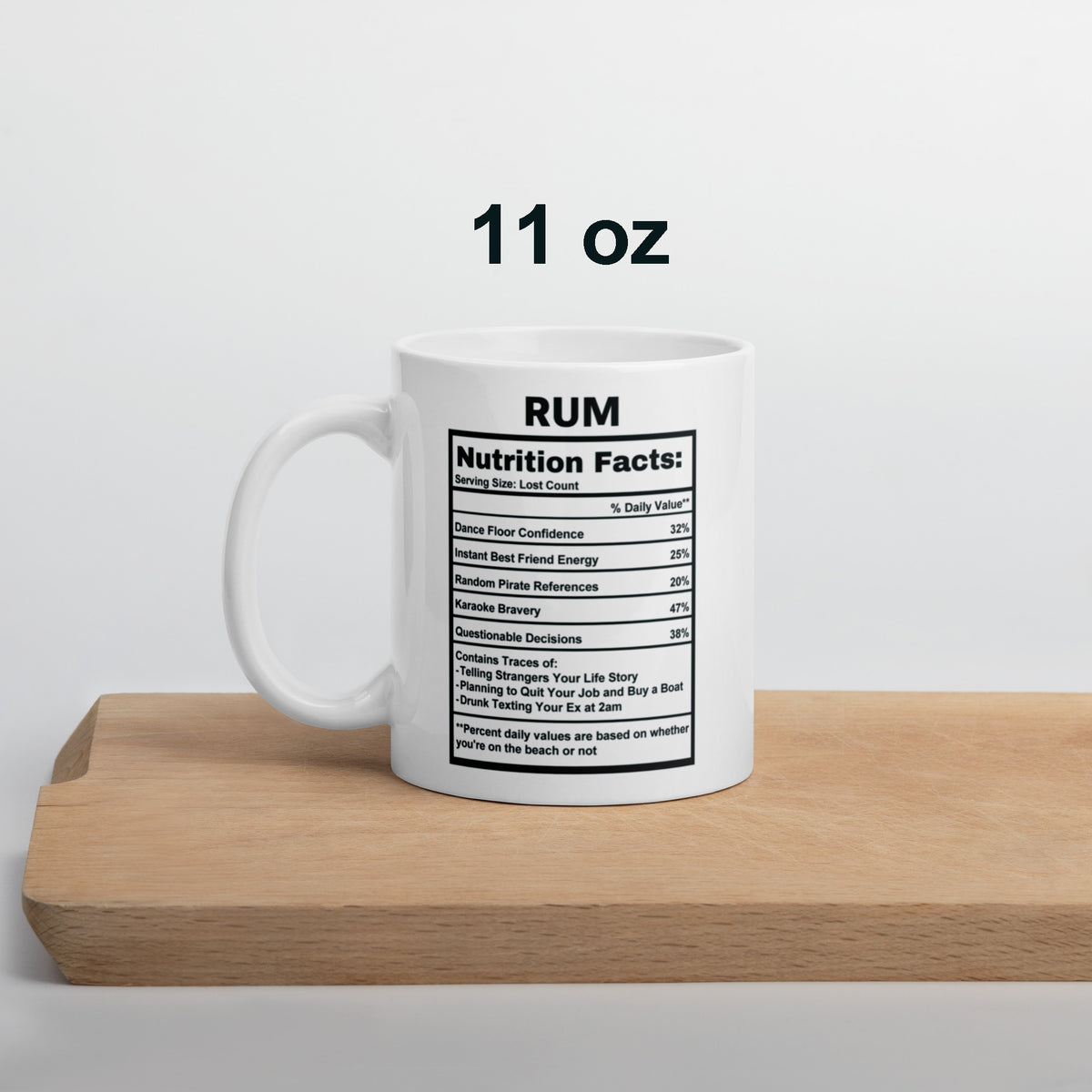 Rum Lover Gift Mug - Funny Nutrition Facts Coffee Mug for Dad - Sarcastic Rum Drinker Gift for Men Friends