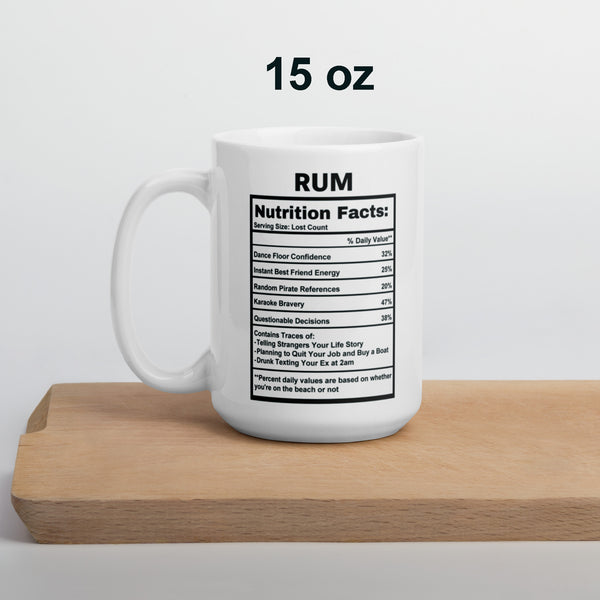 Rum Lover Gift Mug - Funny Nutrition Facts Coffee Mug for Dad - Sarcastic Rum Drinker Gift for Men Friends