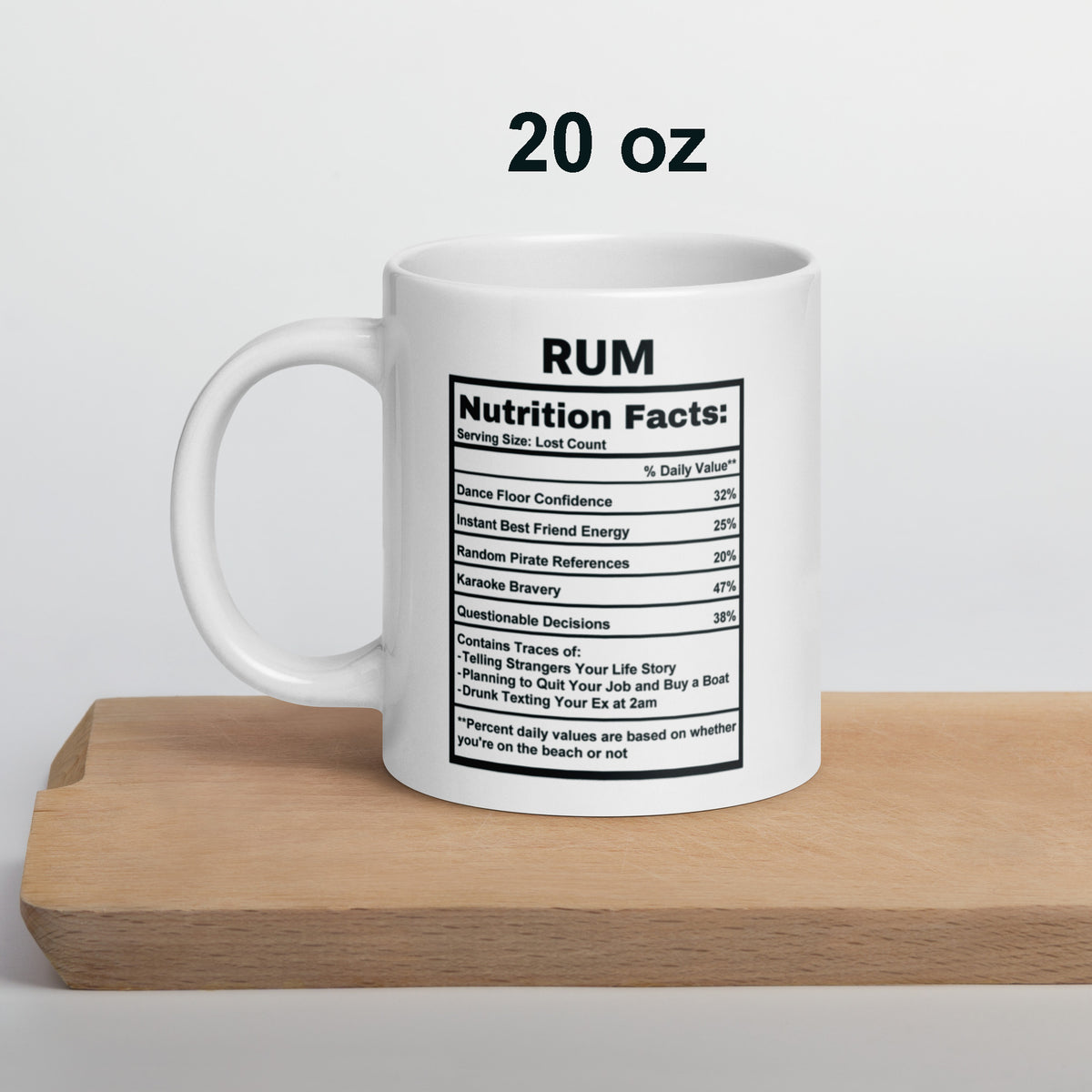 Rum Lover Gift Mug - Funny Nutrition Facts Coffee Mug for Dad - Sarcastic Rum Drinker Gift for Men Friends