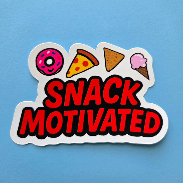 Snack Motivated Funny Food Vinyl Sticker - Cute Donut, Pizza, Nacho & Ice Cream Decal