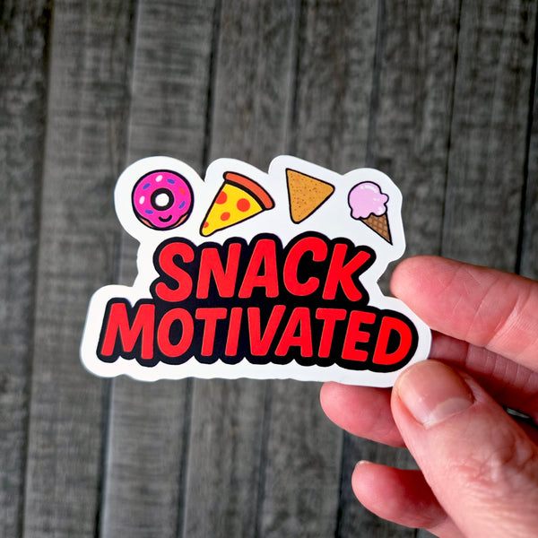 Snack Motivated Funny Food Vinyl Sticker - Cute Donut, Pizza, Nacho & Ice Cream Decal