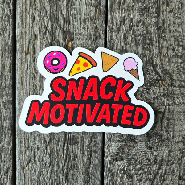 Snack Motivated Funny Food Vinyl Sticker - Cute Donut, Pizza, Nacho & Ice Cream Decal