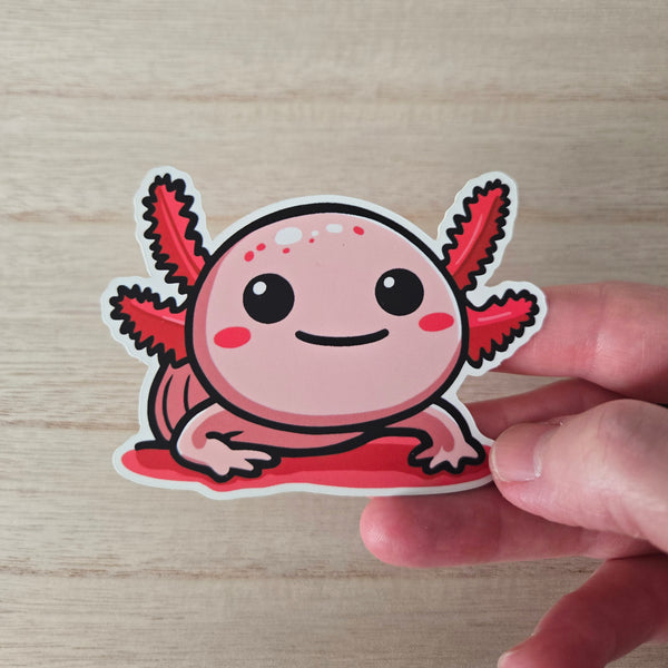 Waterproof Vinyl Sticker - Pink Axolotl - Kawaii Animal Sticker - Cute Salamander - Laptop Water Bottle - Pet Lover Gift