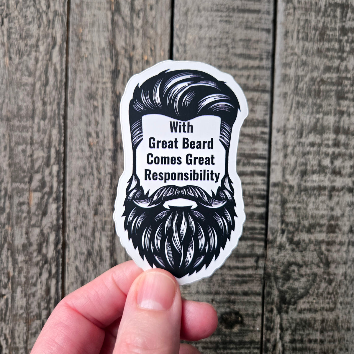 Funny Beard Sticker Waterproof Vinyl - Great Beard Great Responsibility Laptop Decal - Gift for Him Water Bottle Sticker