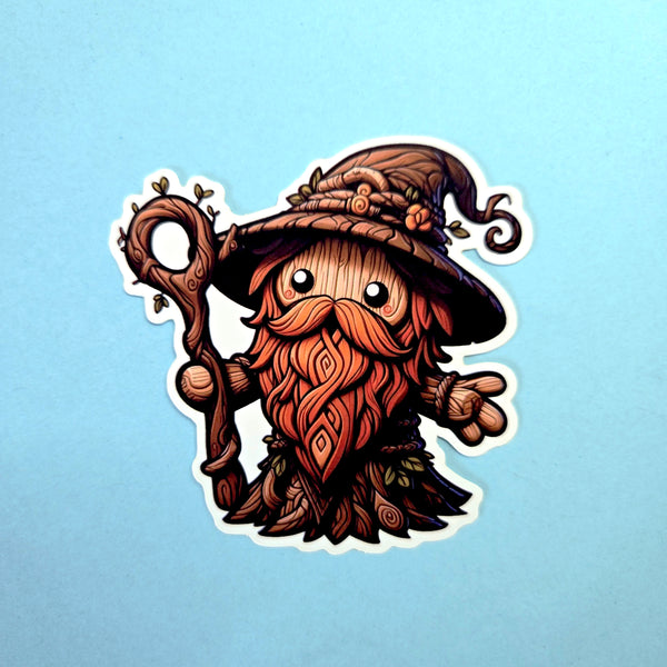 Waterproof Vinyl Sticker - Wizard Sticker - Fantasy Sticker - Nature Wizard - DND Sticker - Cute Wizard Decal - Laptop Sticker