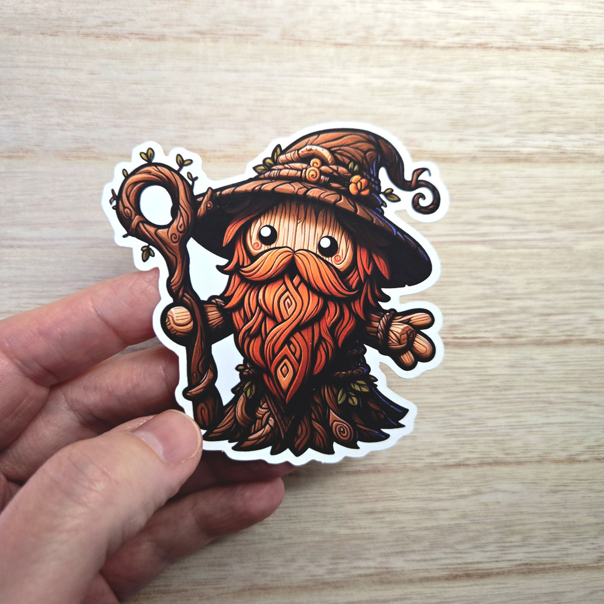 Waterproof Vinyl Sticker - Wizard Sticker - Fantasy Sticker - Nature Wizard - DND Sticker - Cute Wizard Decal - Laptop Sticker