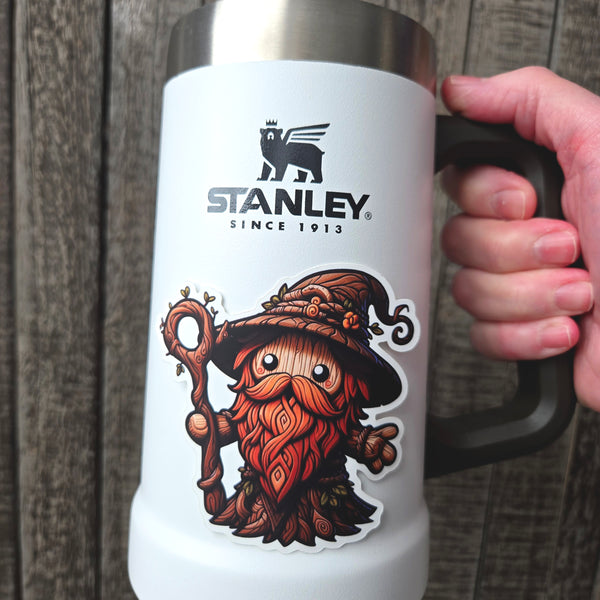 Waterproof Vinyl Sticker - Wizard Sticker - Fantasy Sticker - Nature Wizard - DND Sticker - Cute Wizard Decal - Laptop Sticker