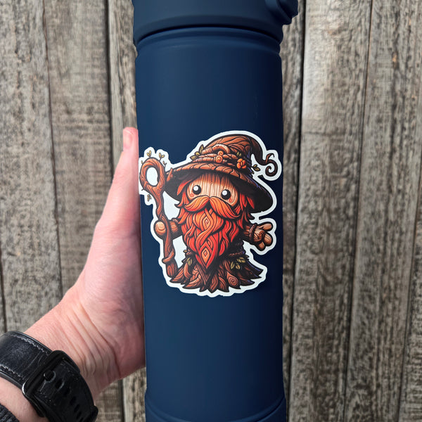 Waterproof Vinyl Sticker - Wizard Sticker - Fantasy Sticker - Nature Wizard - DND Sticker - Cute Wizard Decal - Laptop Sticker
