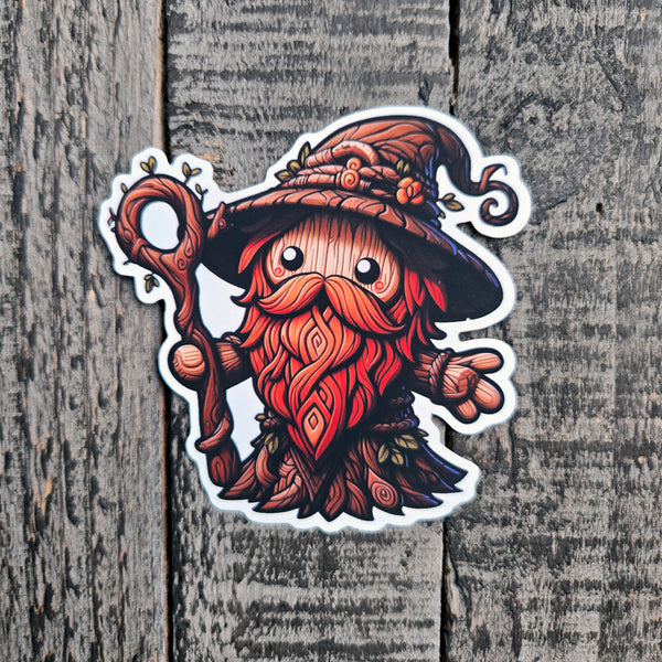 Waterproof Vinyl Sticker - Wizard Sticker - Fantasy Sticker - Nature Wizard - DND Sticker - Cute Wizard Decal - Laptop Sticker