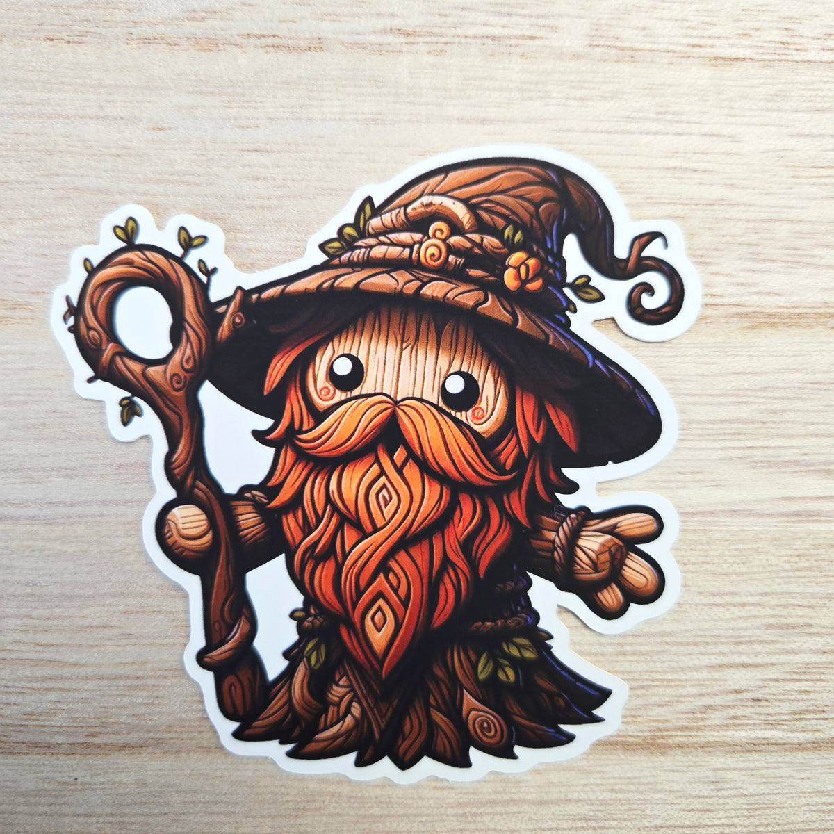 Waterproof Vinyl Sticker - Wizard Sticker - Fantasy Sticker - Nature Wizard - DND Sticker - Cute Wizard Decal - Laptop Sticker