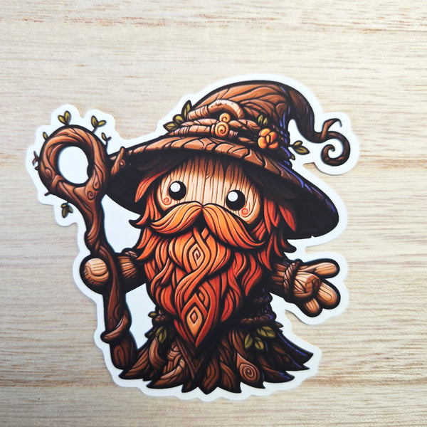 Waterproof Vinyl Sticker - Wizard Sticker - Fantasy Sticker - Nature Wizard - DND Sticker - Cute Wizard Decal - Laptop Sticker