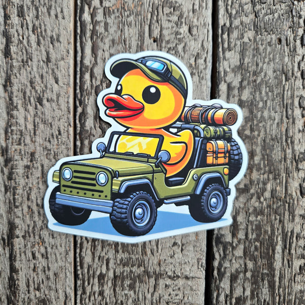 Off Road Duck Sticker Waterproof Vinyl - Rubber Duck 4x4 Laptop Decal - Camping Adventure Water Bottle Sticker