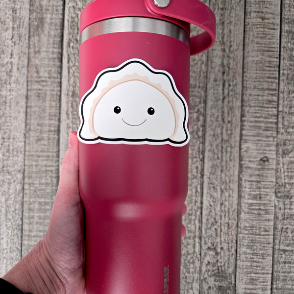Pierogi Waterproof Vinyl Sticker - Cute Kawaii Dumpling Laptop Decal - Food Lover Gift - Water Bottle