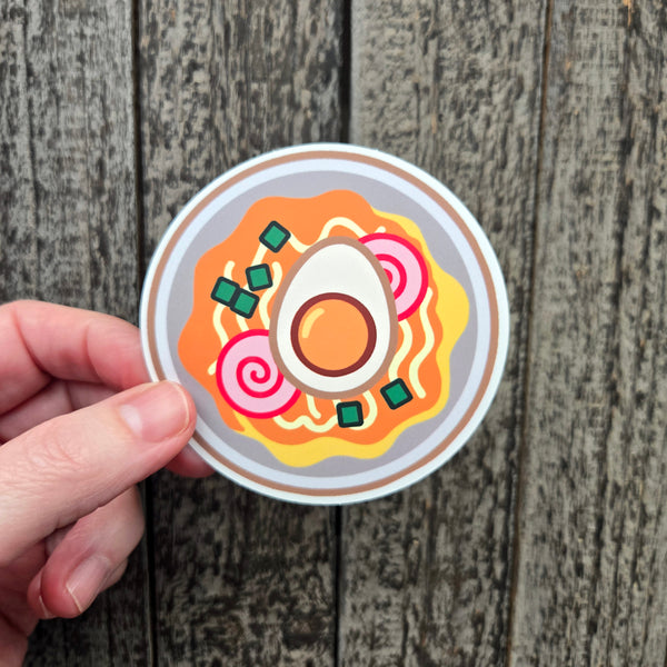 Ramen Bowl Sticker Waterproof Vinyl - Japanese Food Laptop Decal - Kawaii Anime Water Bottle Sticker - Foodie Gift