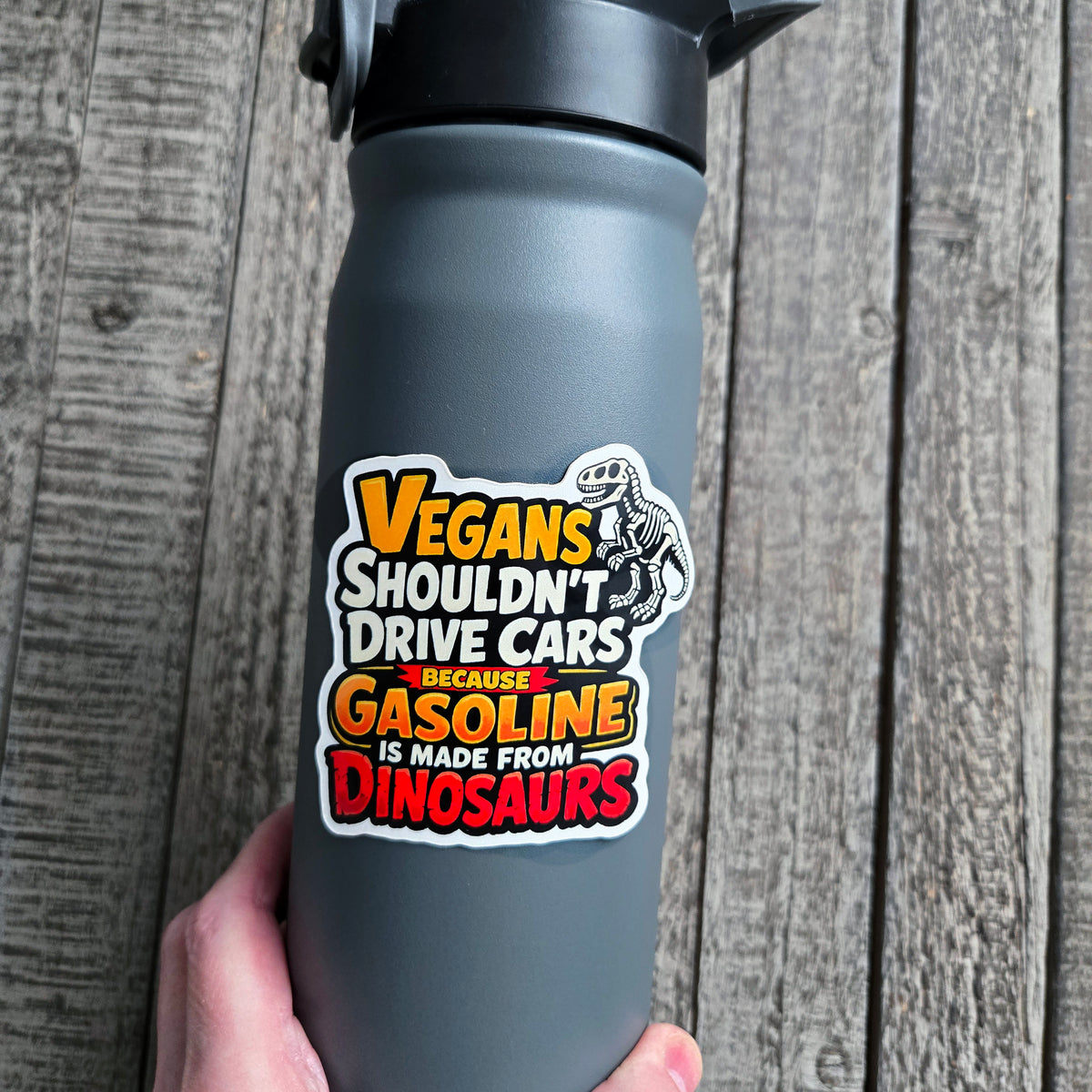 Dinosaur Sticker - Funny Vegan Joke - Waterproof Vinyl Decal For Laptops