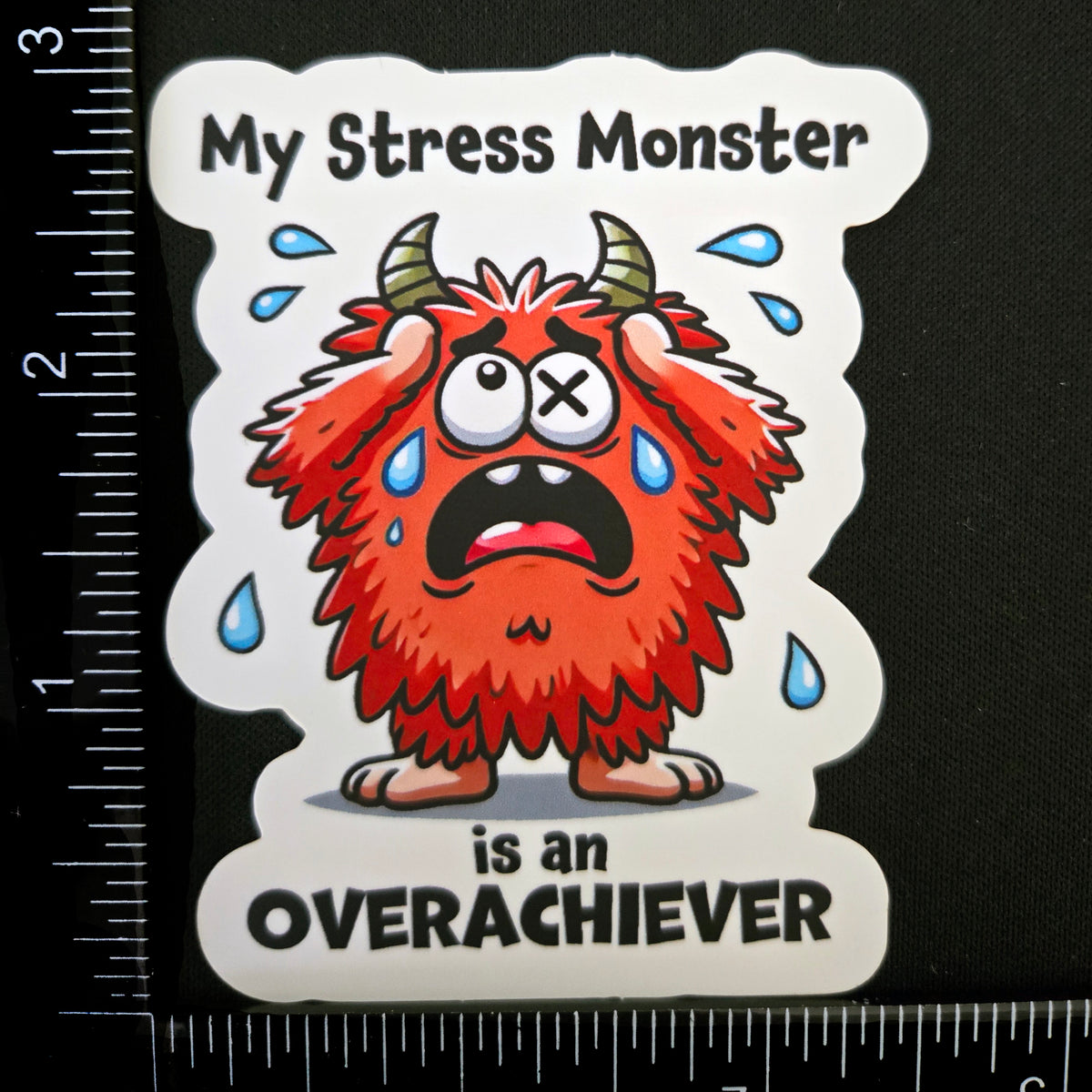 Funny Stress Monster Overachiever Sticker - Mental Health Humor Vinyl Decal