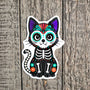 Sugar Skull Cat Sticker - Day of the Dead Holiday Decal - Halloween Vinyl